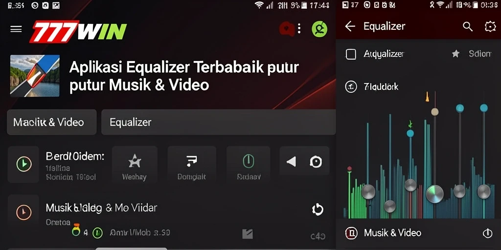 Antarmuka aplikasi 777WIN dengan pengaturan equalizer yang mudah digunakan.