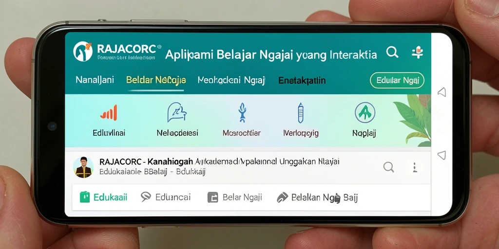 Antarmuka aplikasi RAJACORC yang menarik untuk belajar ngaji.